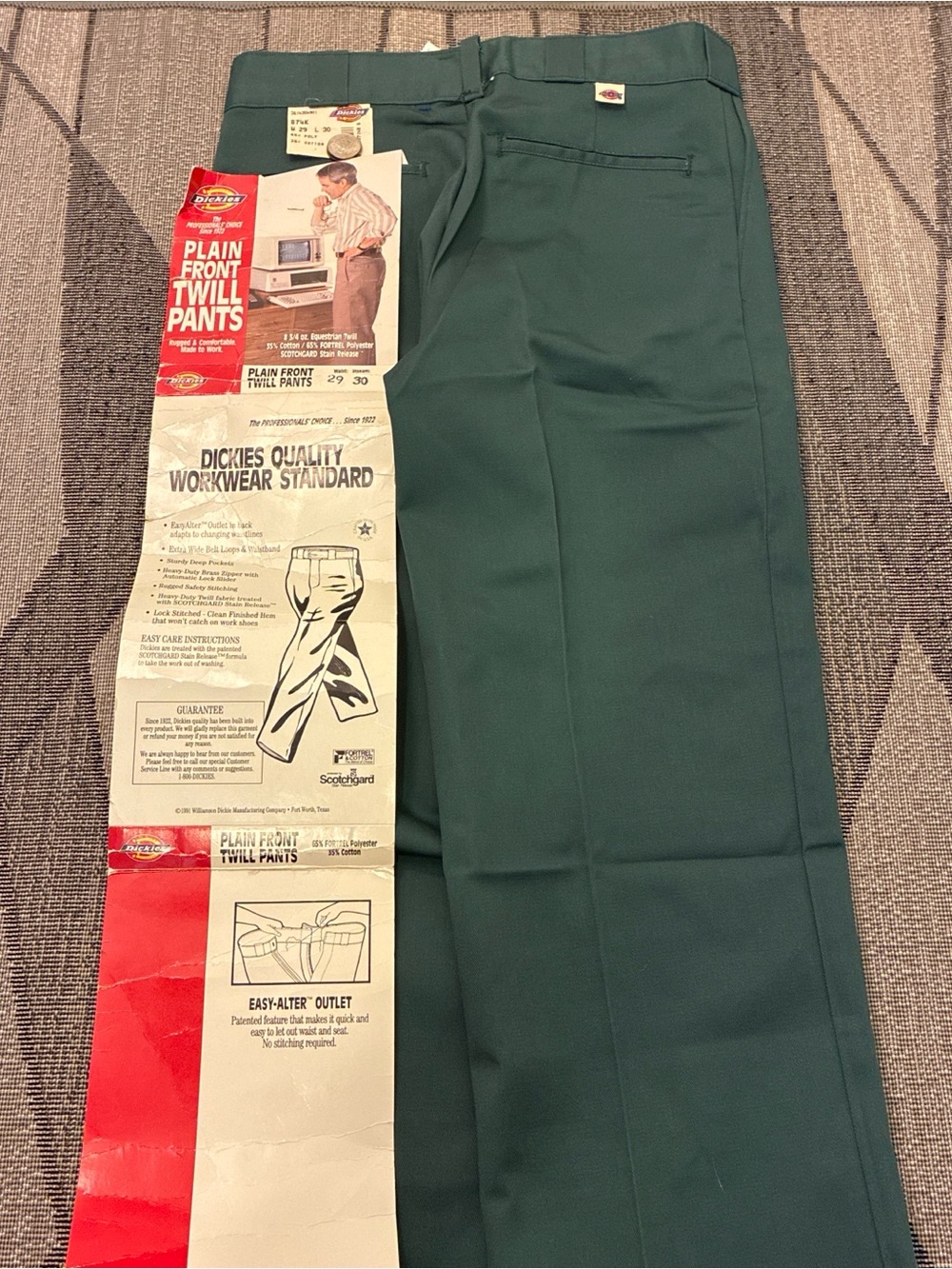 Dickies Men’s Green Plain Front Twill Work Pants